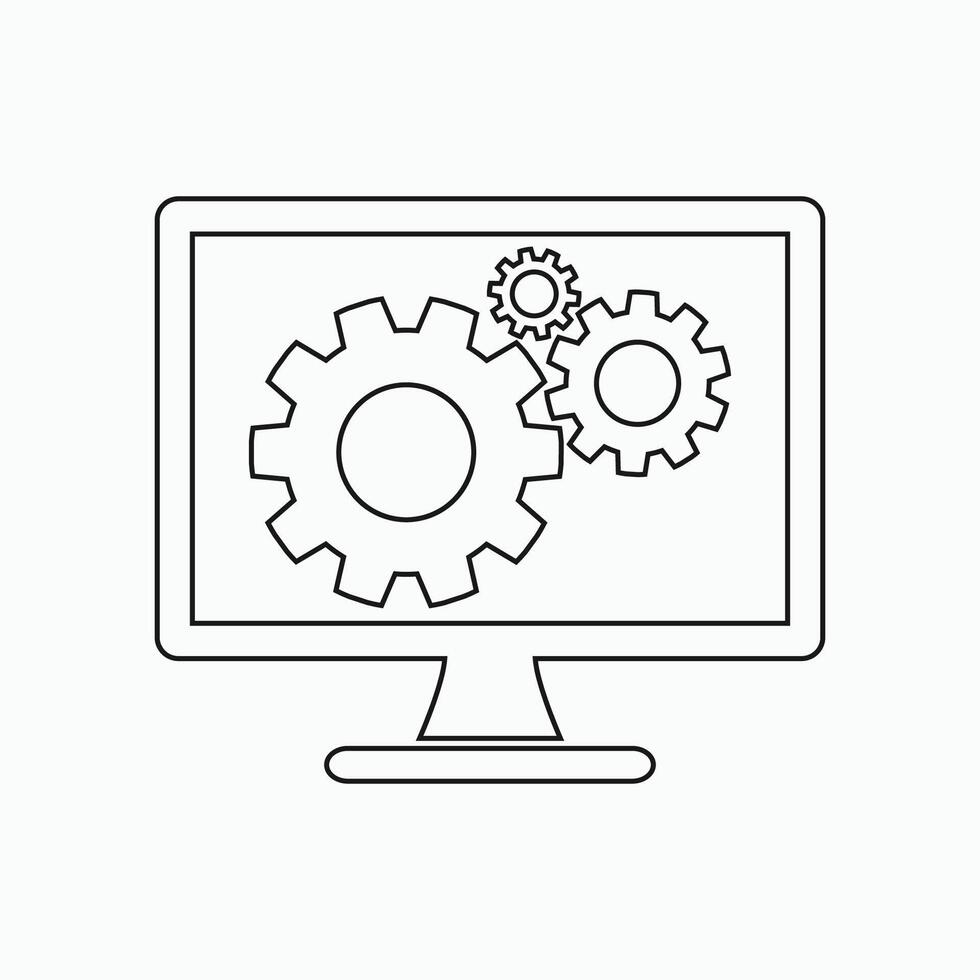 A computer monitor with gears on it vector
