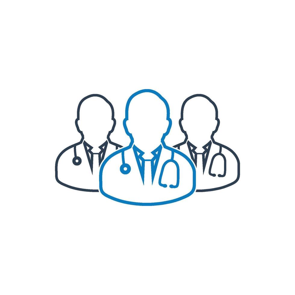 A doctor's head icon with three people vector