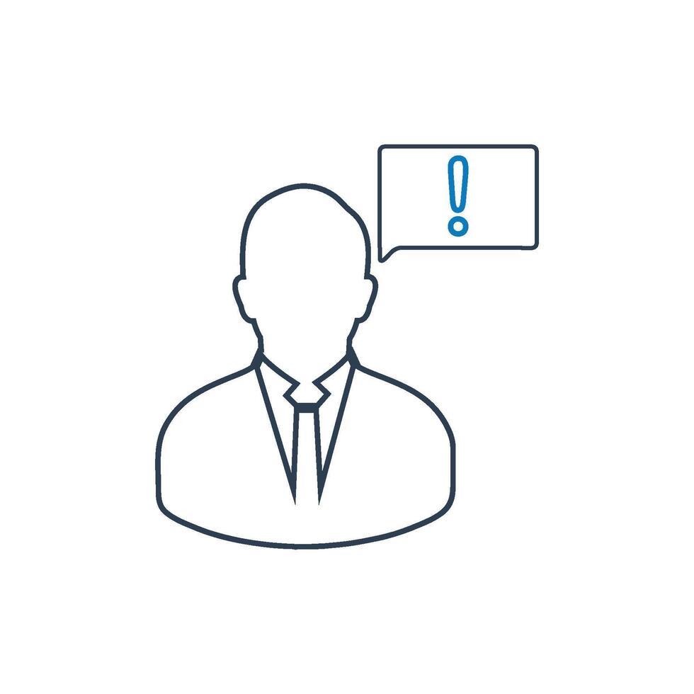 Man with speech bubble icon, line illustration, isolated on white background, illustration, line concept vector