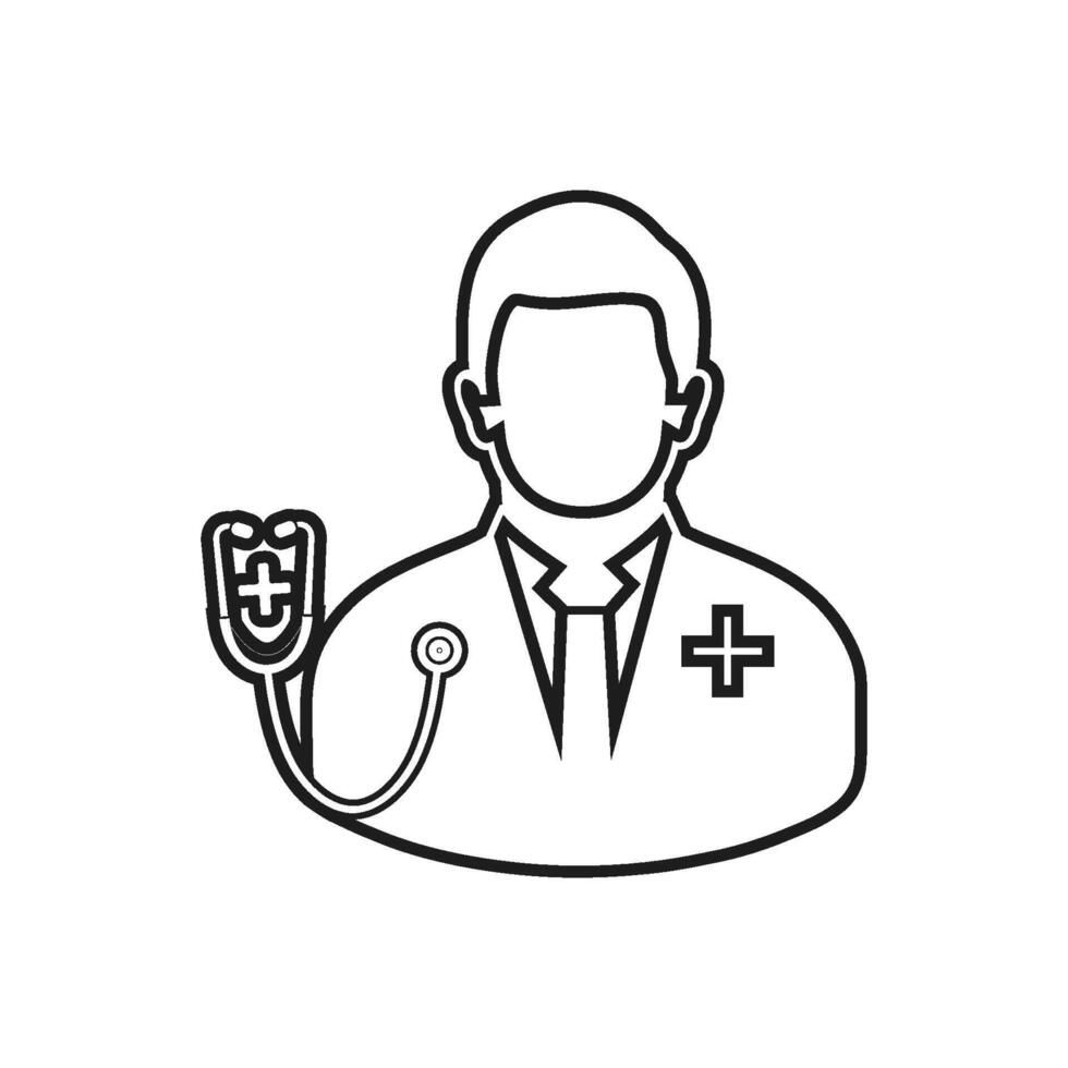 Doctor icon in line style on white background vector
