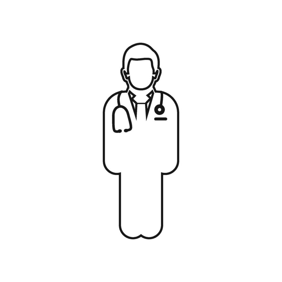 A doctor icon in a line drawing vector