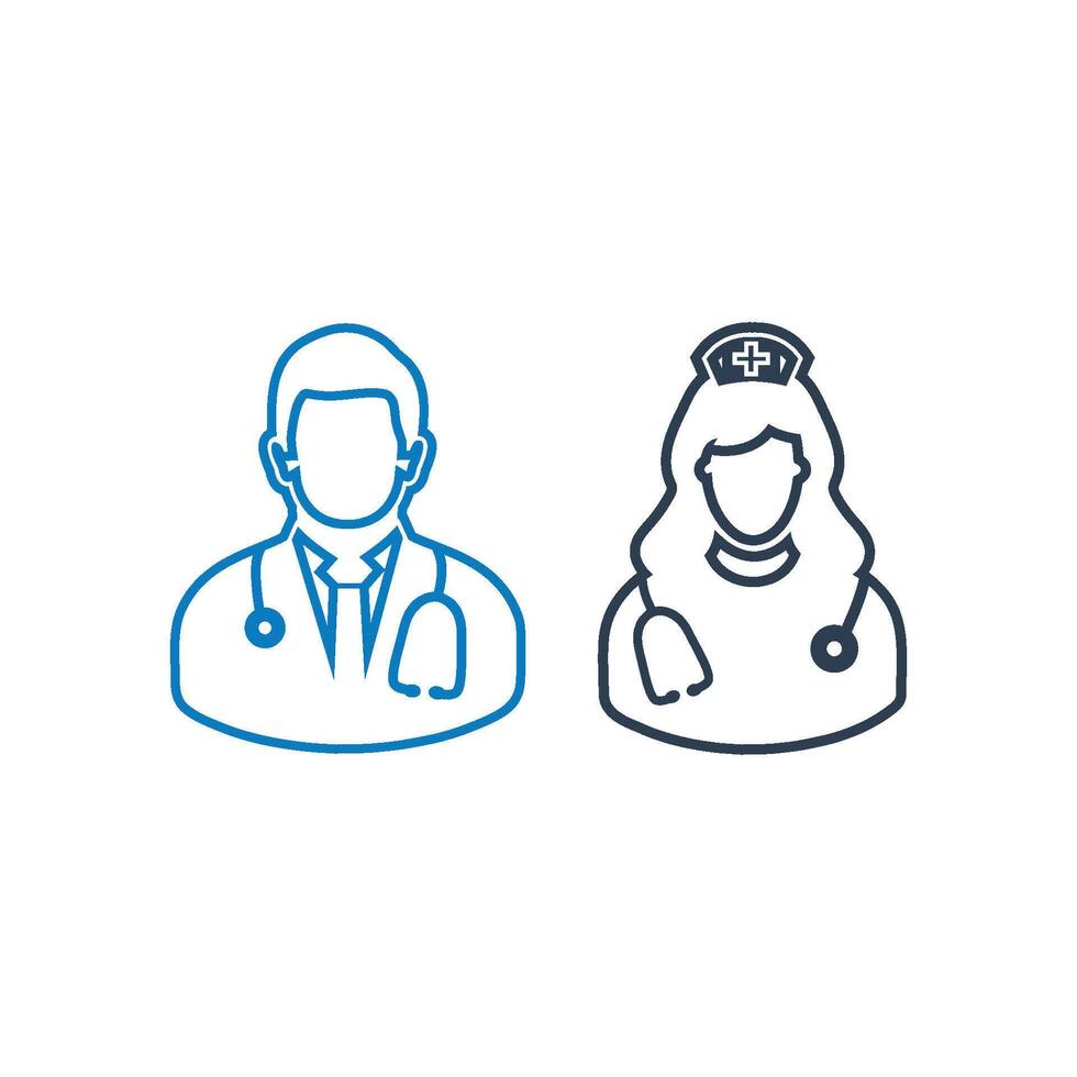 Two people with stethoscopes on their heads vector