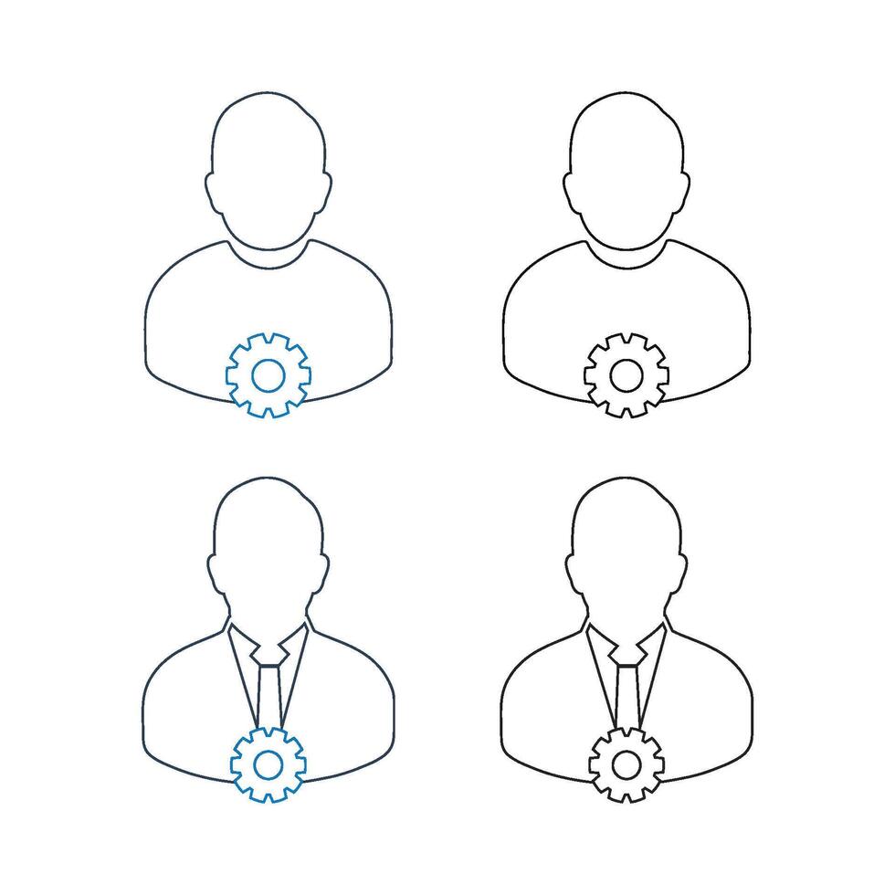 Four people with gears on their heads vector