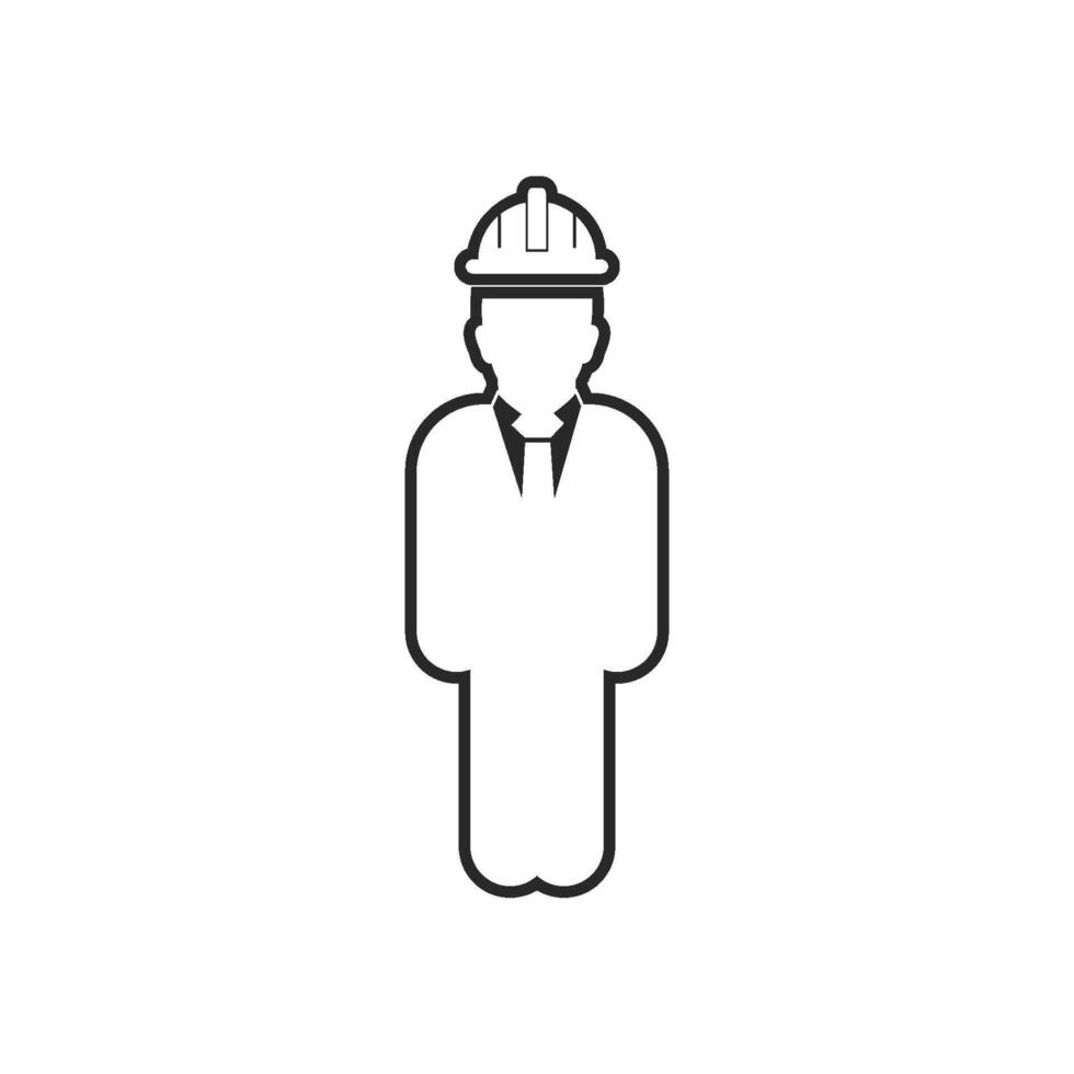 A man in a hard hat is shown in a line drawing vector