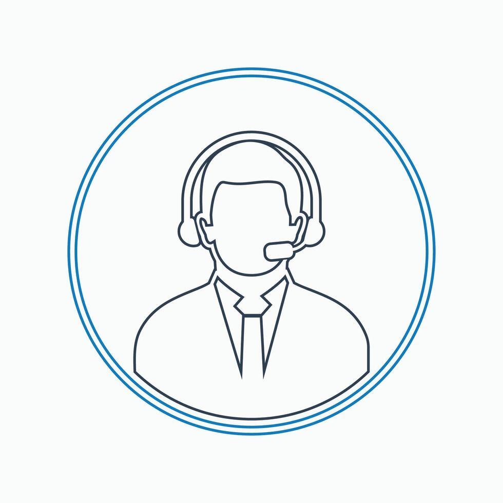 A call center agent icon with a headset vector