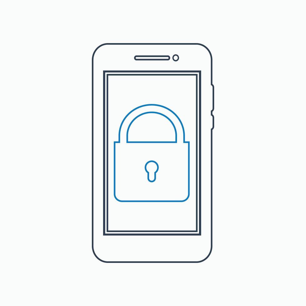 A phone with a padlock on it vector