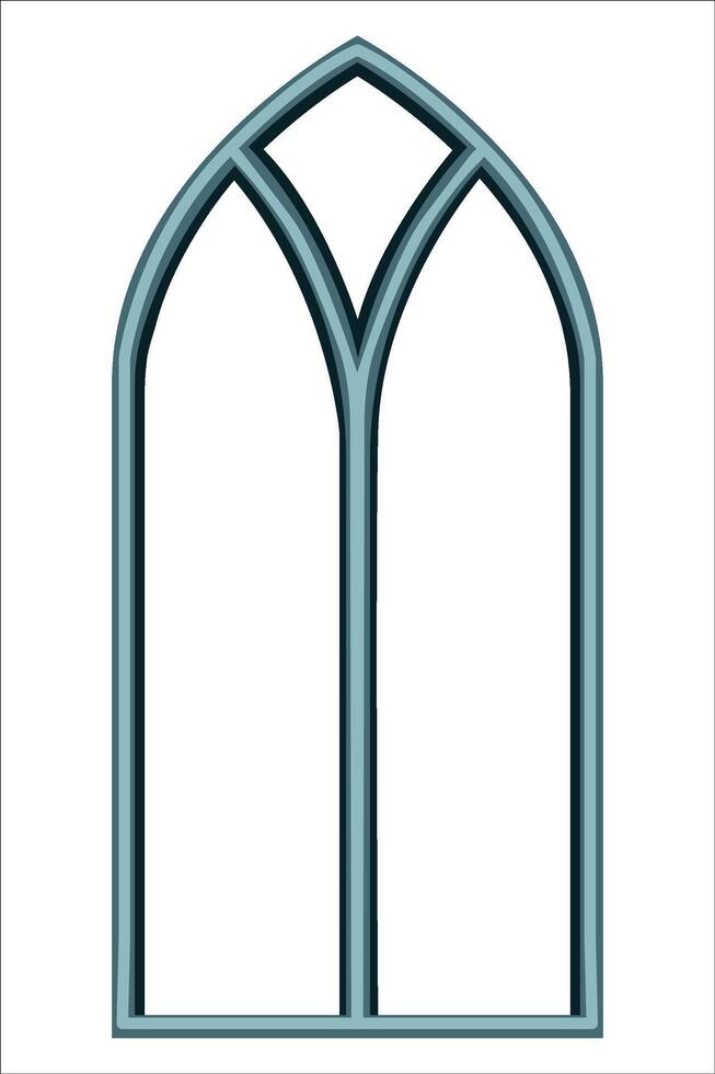 Gothic window frame element with shadow and highlight vector
