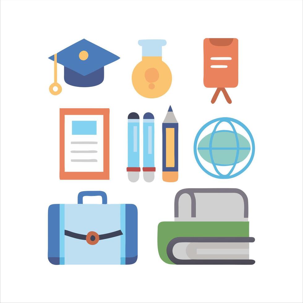 school theme icon set vector