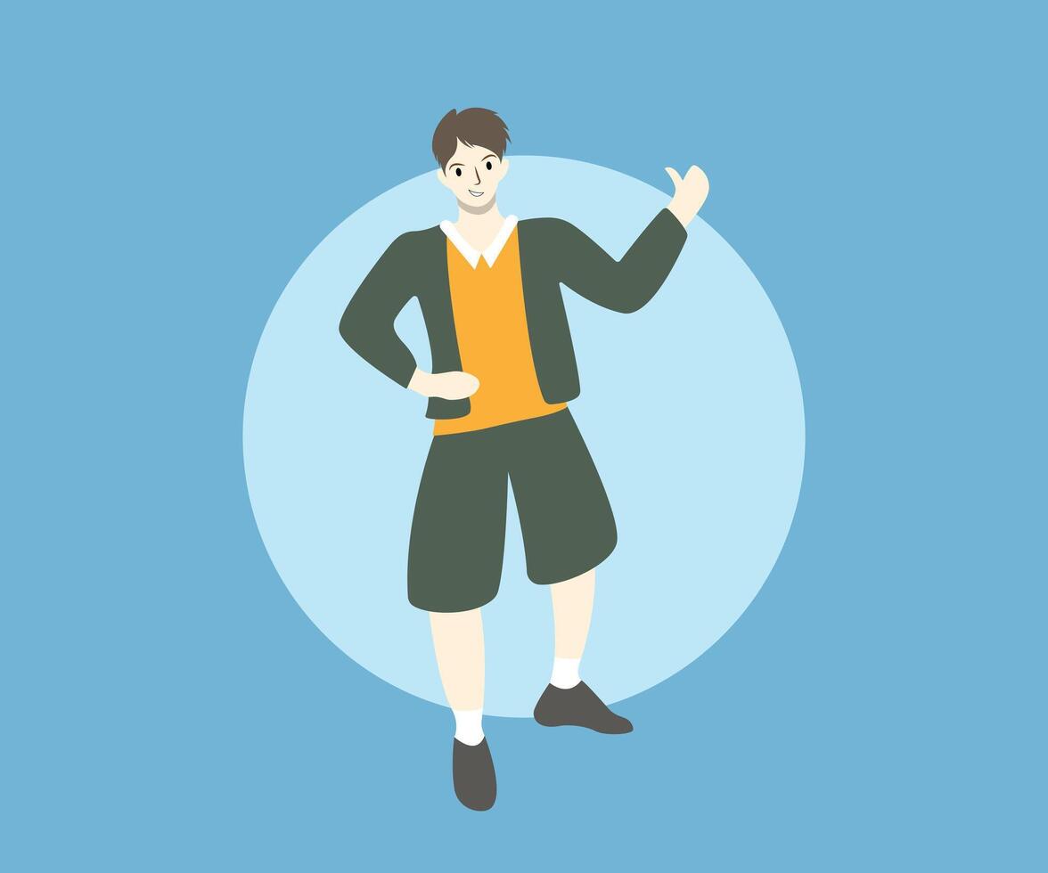 boy standing with blue background vector