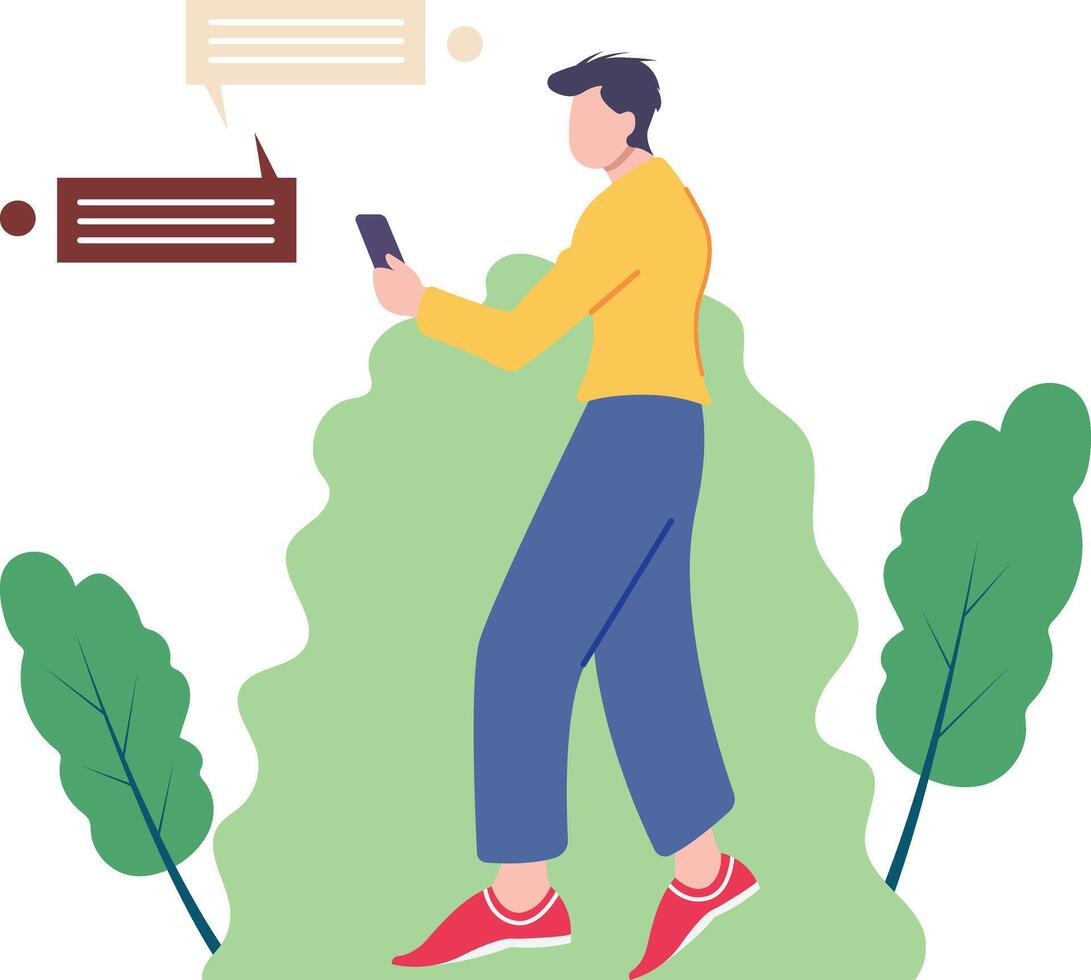 person with a mobile phone vector