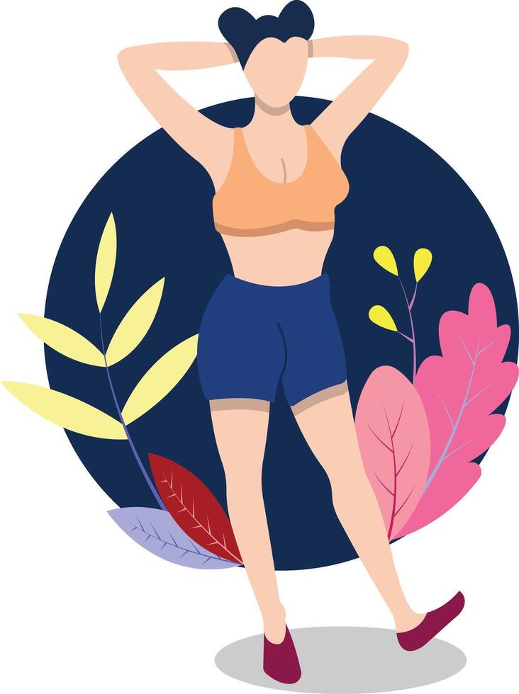 girl with shorts flower background vector