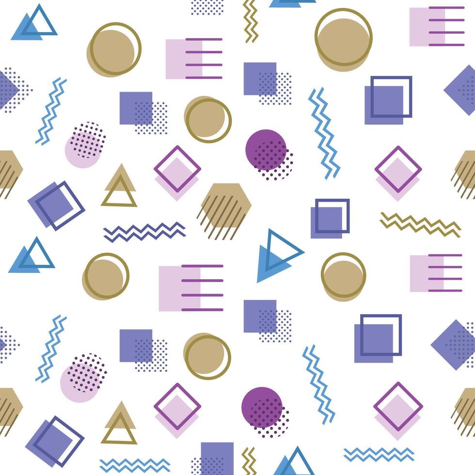 Memphis style with geometric pattern, illustration with geometric figures. Trendy seamless pattern. vector