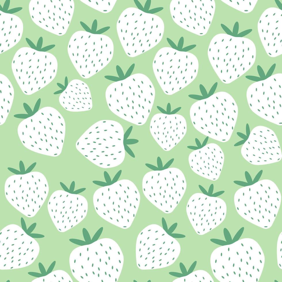 Minimalist strawberry seamless pattern. Simple summer berry ornament. Doodle, flat, hand drawn texture for wallpaper, textile, fabric, paper. vector