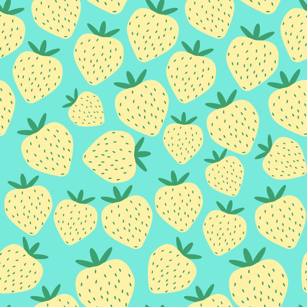 Minimalist strawberry seamless pattern. Simple summer berry ornament. Doodle, flat, hand drawn texture for wallpaper, textile, fabric, paper. vector