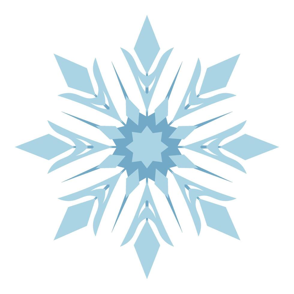 Blue snowflake isolated. Ice crystal with pattern. element on white background vector