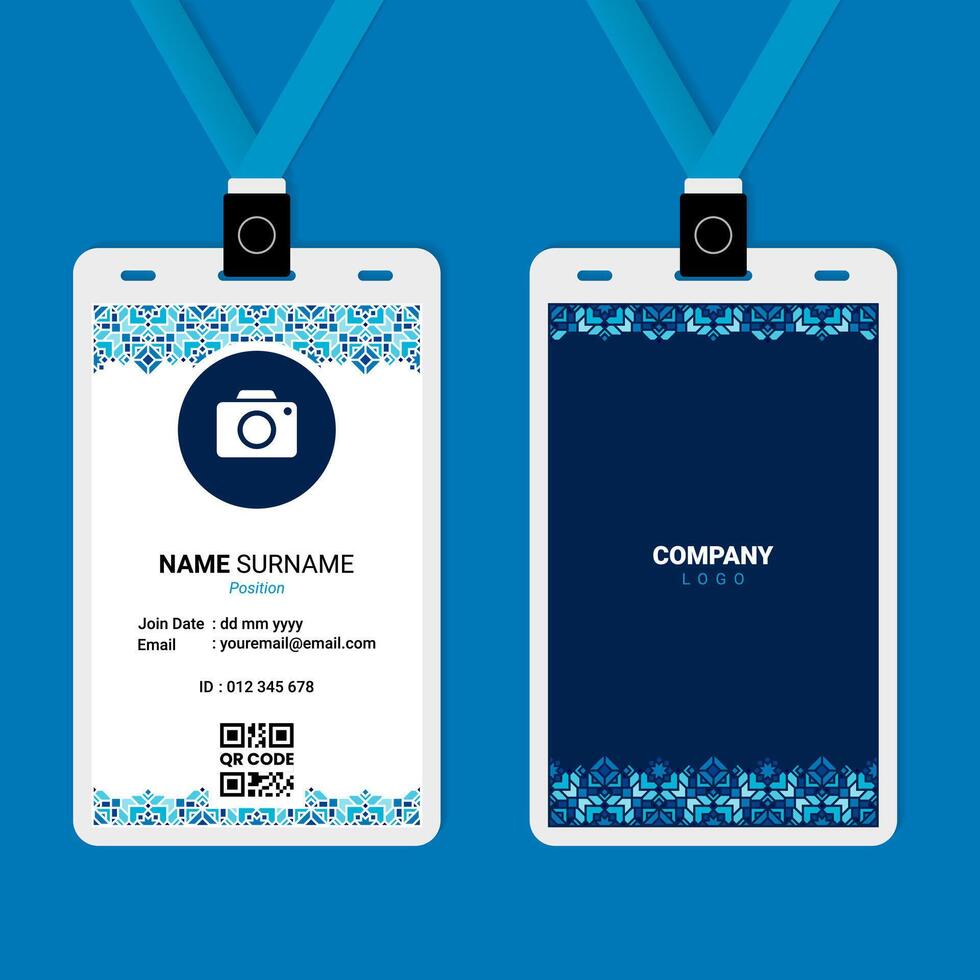 Oriental ID Card Design with Ornament on The Top and Bottom vector