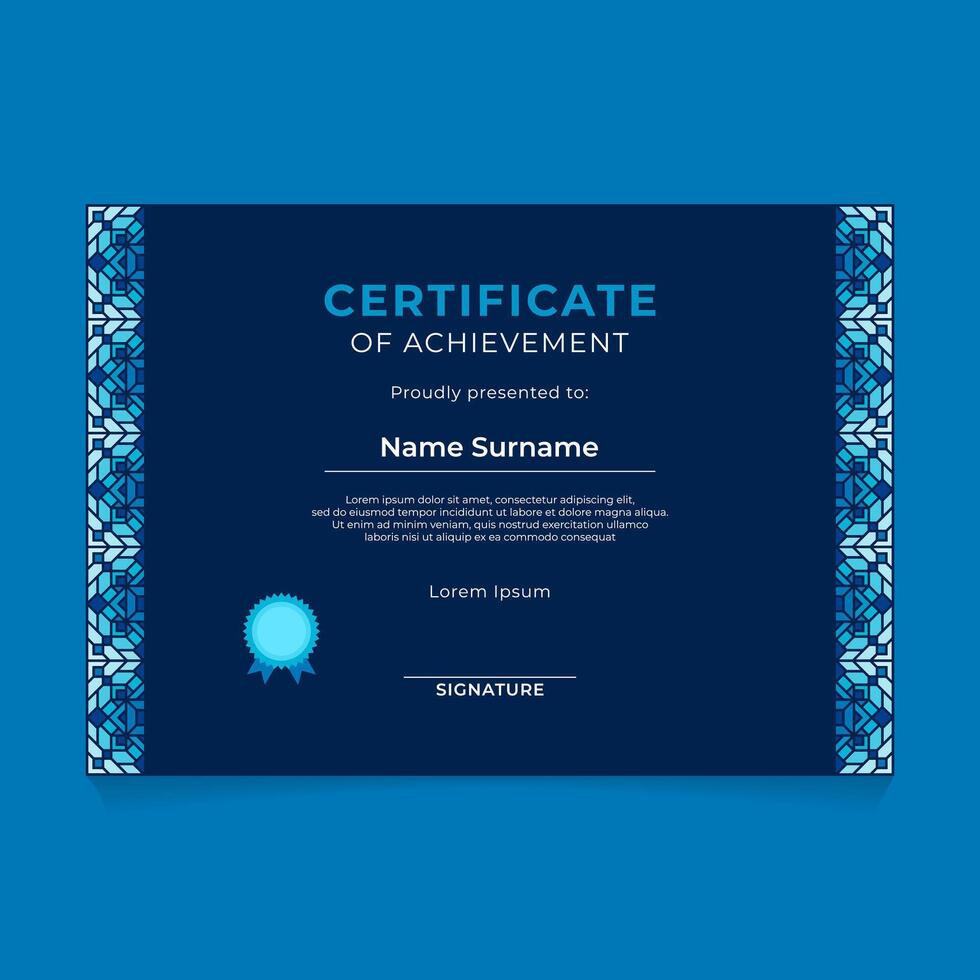 Oriental Geometric Certificate Design with Winter Ornament Theme vector