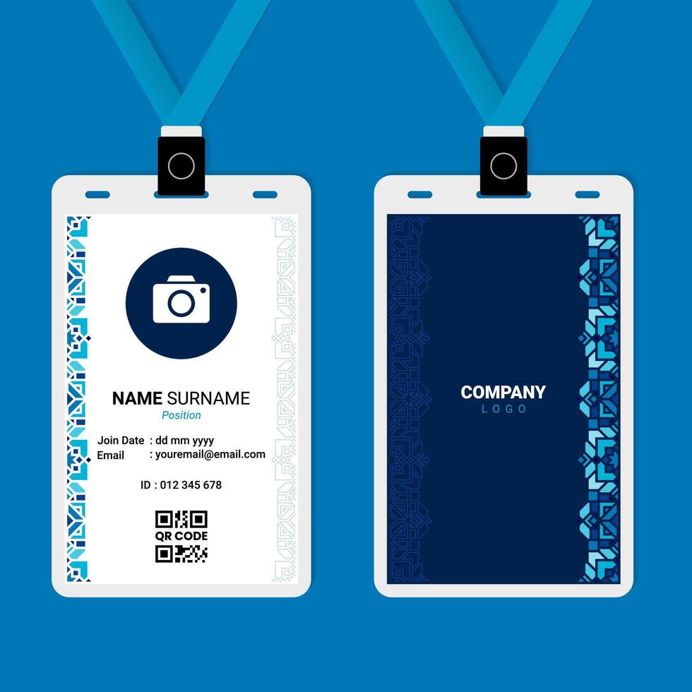 Oriental ID Card Design with Ornament on The Side vector