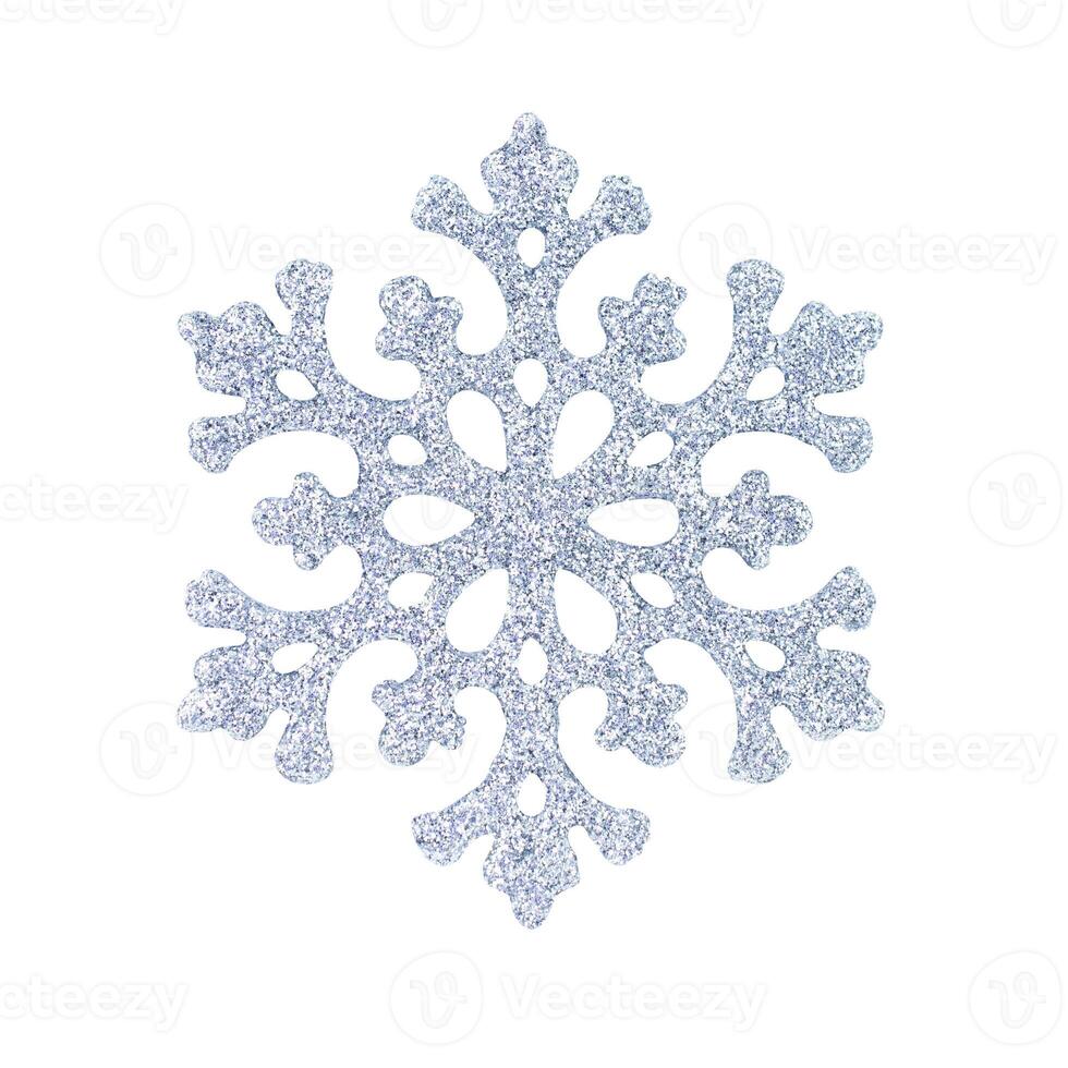 Silver glitter snowflake isolated on a white background. Stock photo