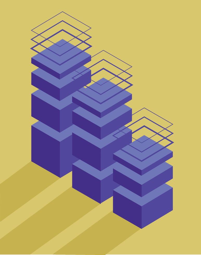 isometric graphs diagram cube diagramm vector