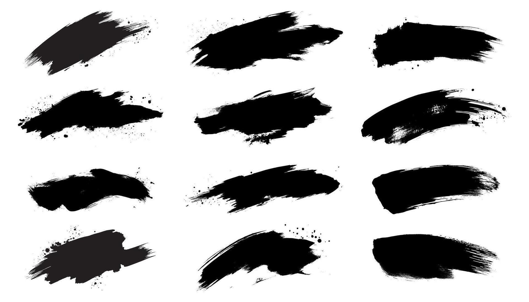 Mega bundle collection of different ink brush strokes freehand drawing style grunge ink splatters vector