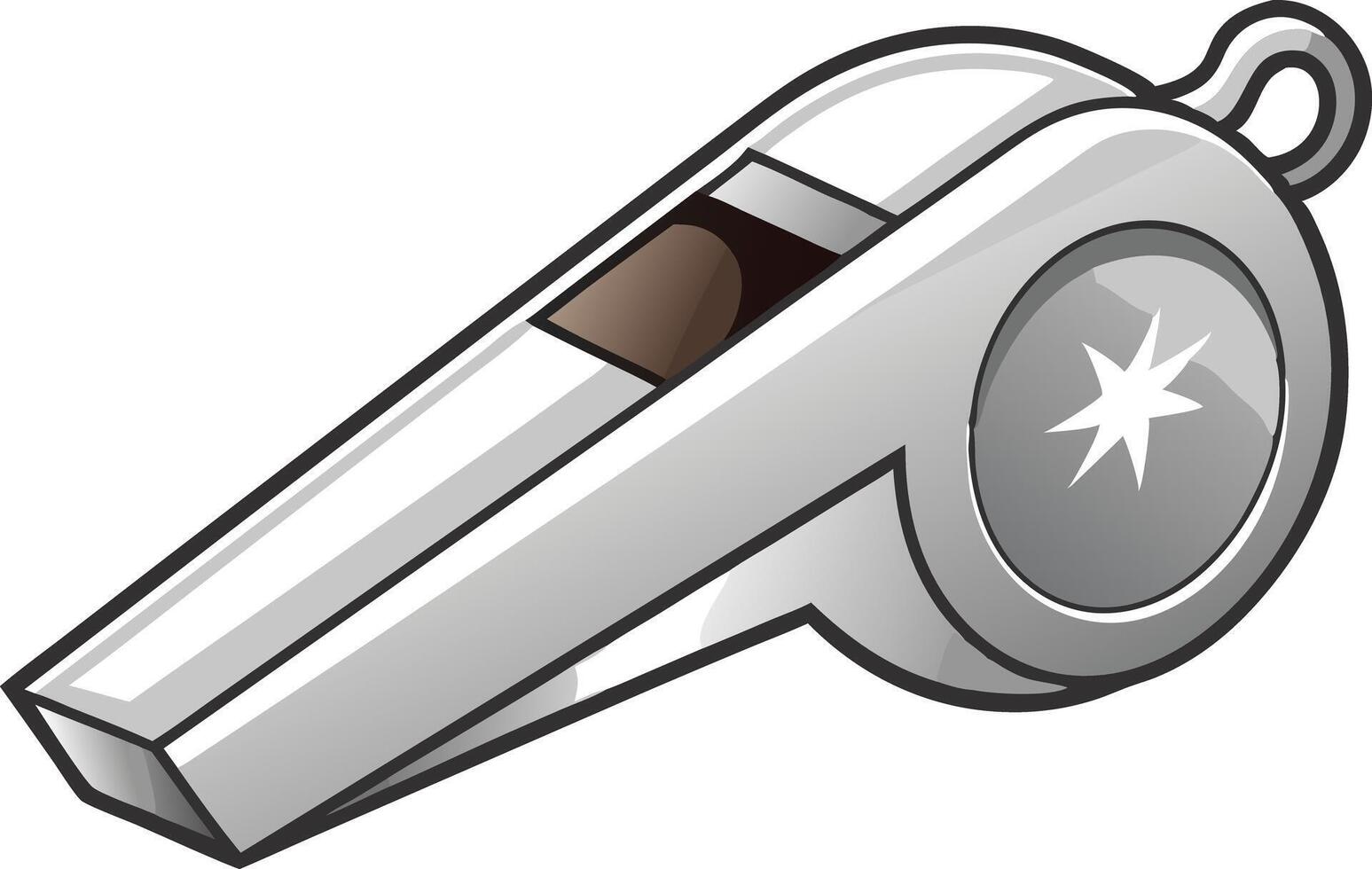 Silver whistle, symbolizing sports and leadership, illustrated in a simple cartoon style vector