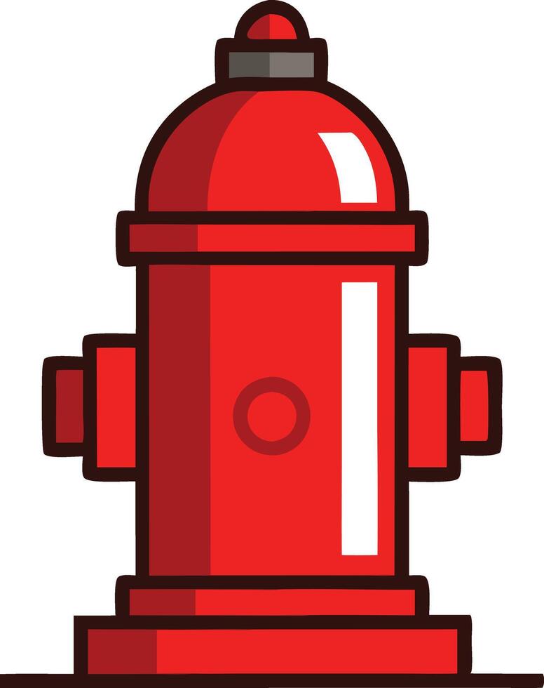 Cartoon red fire hydrant with bold details, simple and bright illustration vector