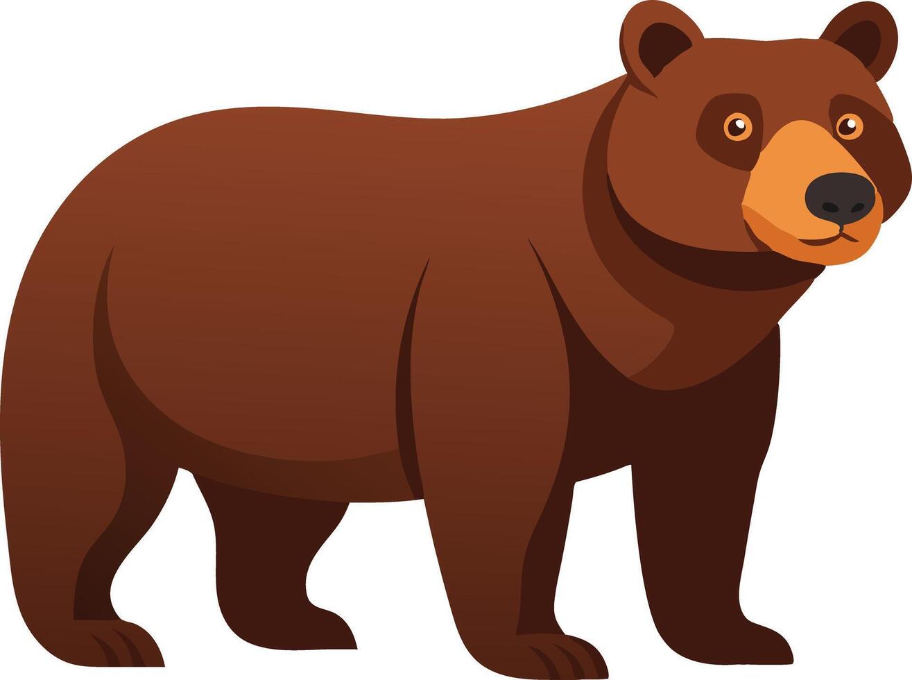 Cartoon brown bear with a friendly expression standing, illustrated in a simple style vector