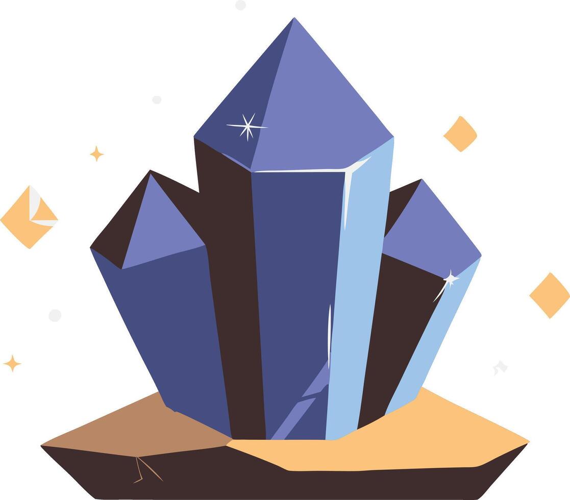Blue crystal cluster with sharp edges, illustrated in a magical, fantasy style vector