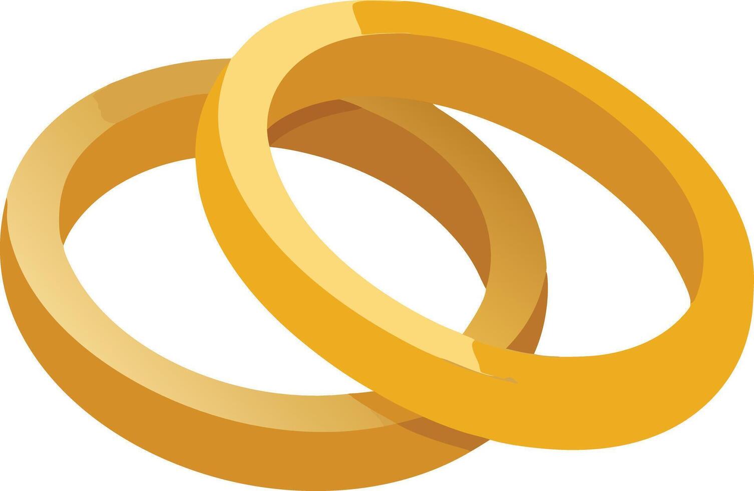 Two gold rings, symbolizing marriage and love, illustrated in a shiny and elegant cartoon style vector