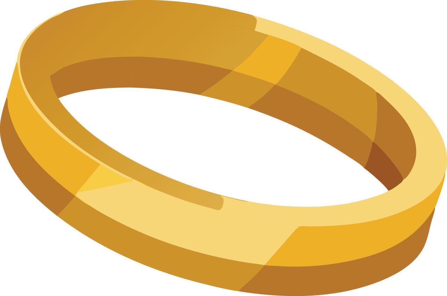 Single gold ring, illustrated in a simple and shiny cartoon style vector