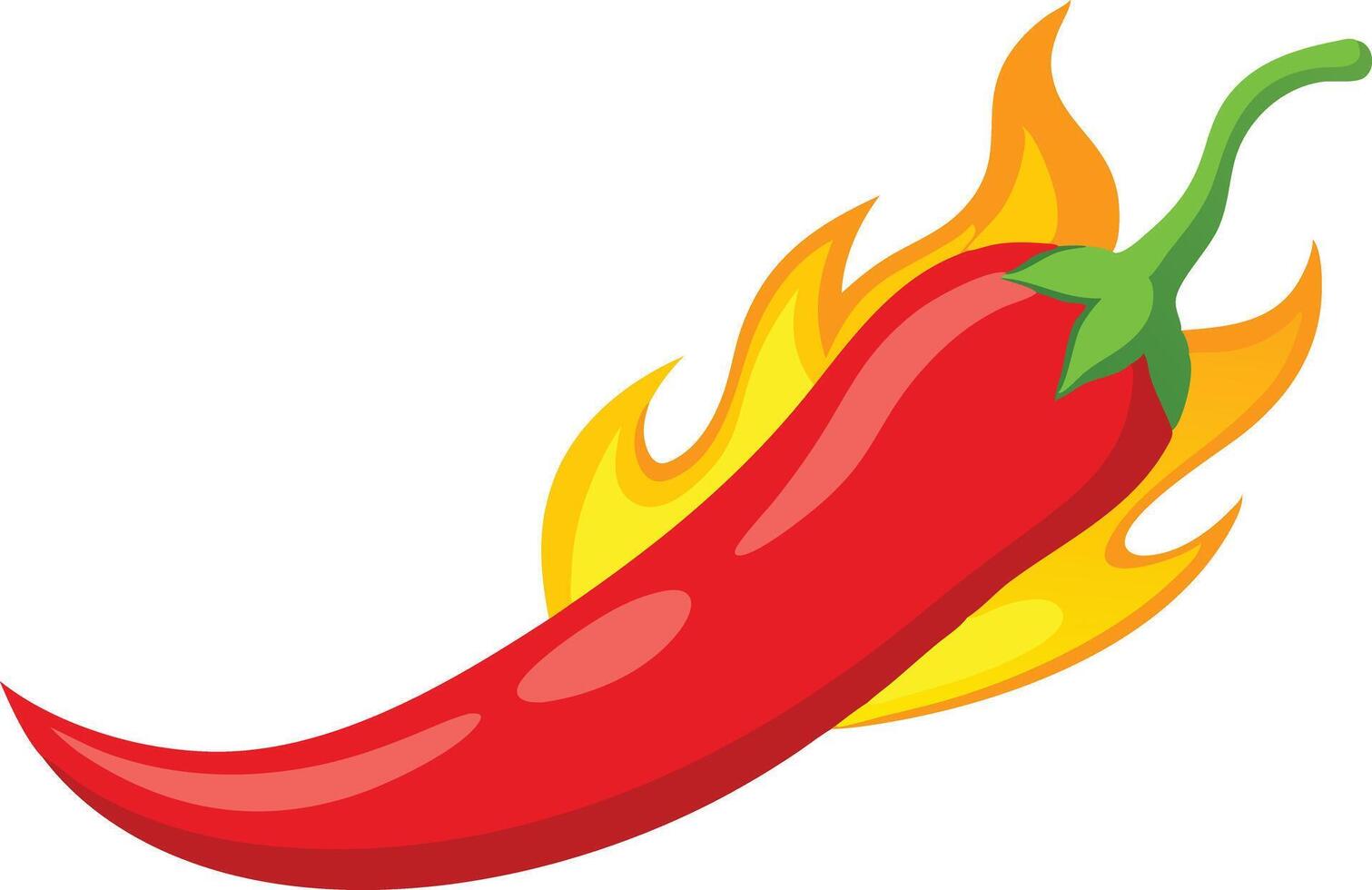 Flaming red chili pepper in a dynamic and spicy illustration vector
