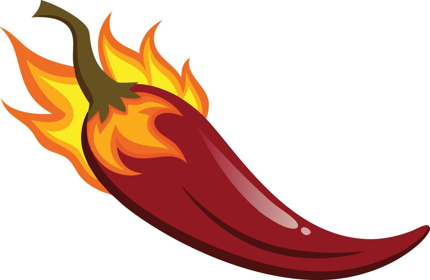 Flaming red chili pepper, dynamic illustration symbolizing spicy heat and flavor vector
