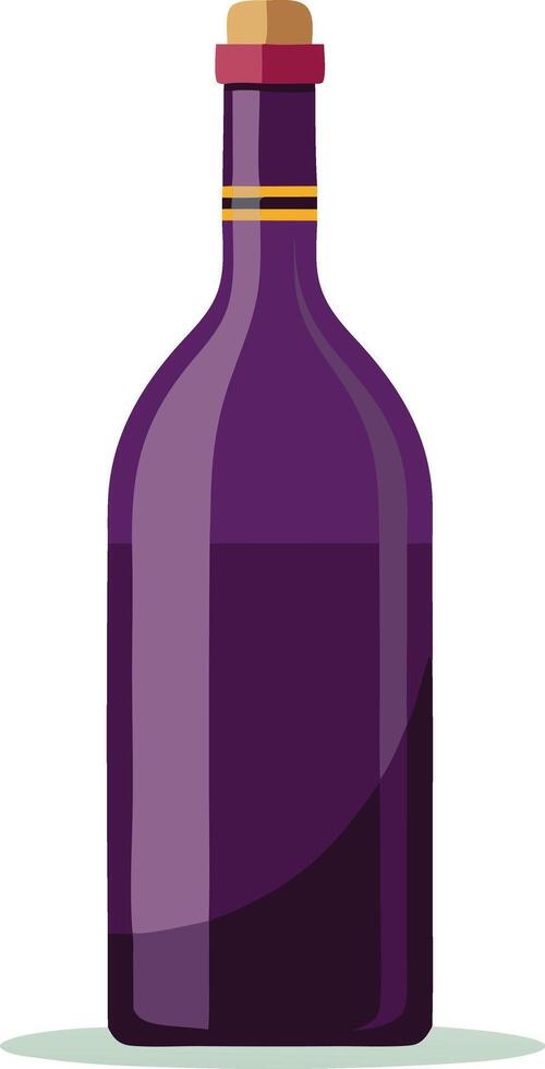 Purple wine bottle with a blank label, simple and minimalistic cartoon design vector