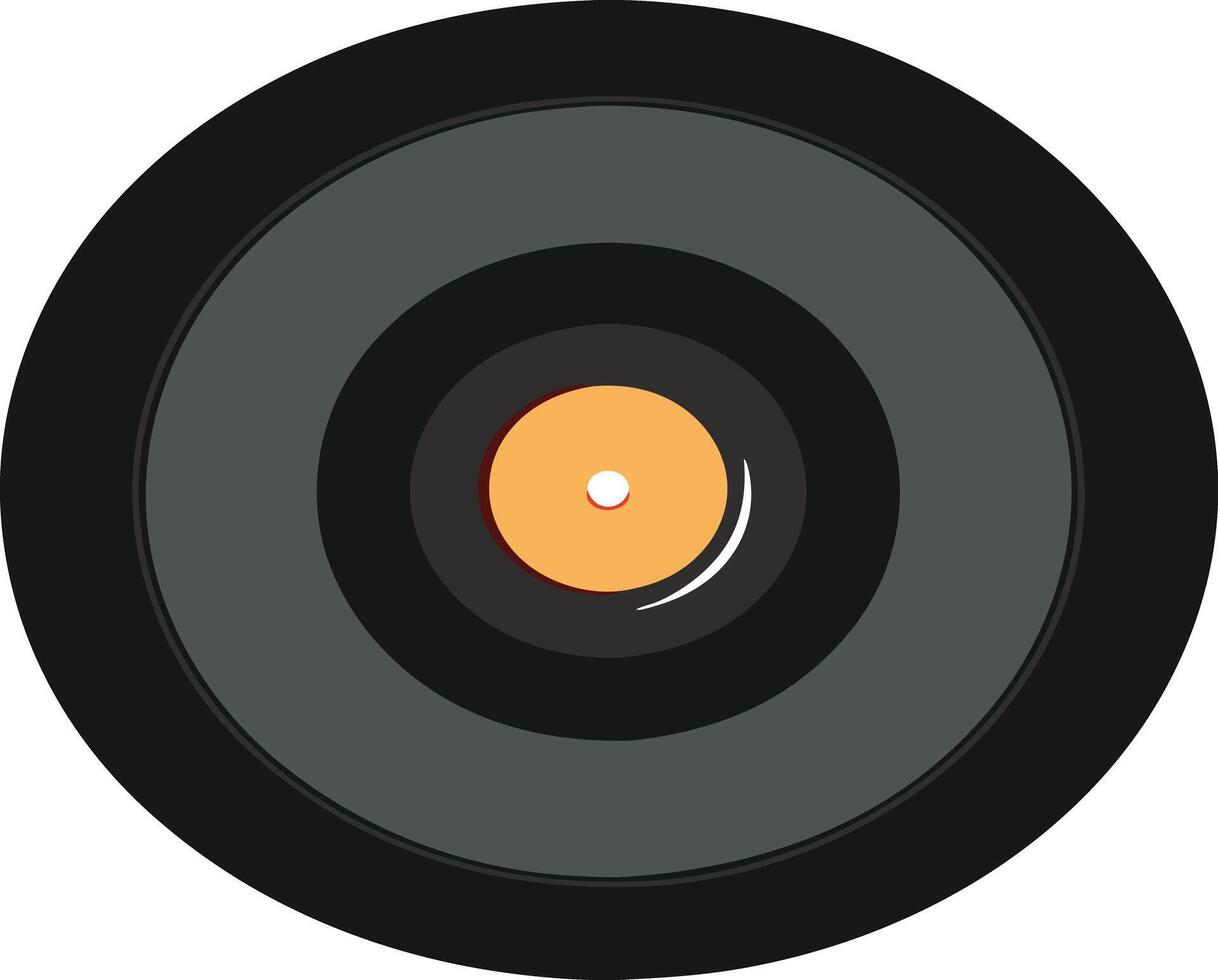 Cartoon vinyl record with black grooves, illustrated in a retro and classic music style vector