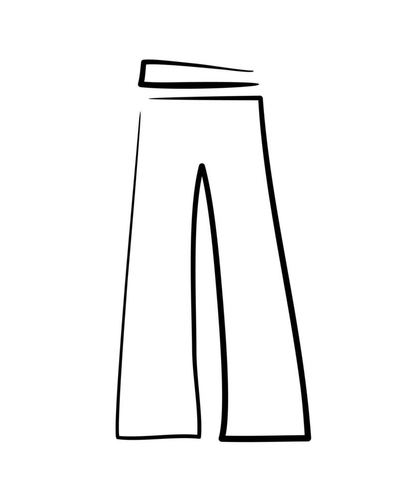 Trousers women style clothes. Fashion jeans icon isolate painted with a brush. Wardrobe trend wide leg vector