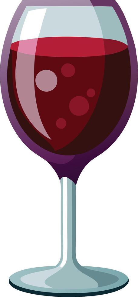 Glass of red wine, simple and elegant cartoon illustration of a drink vector