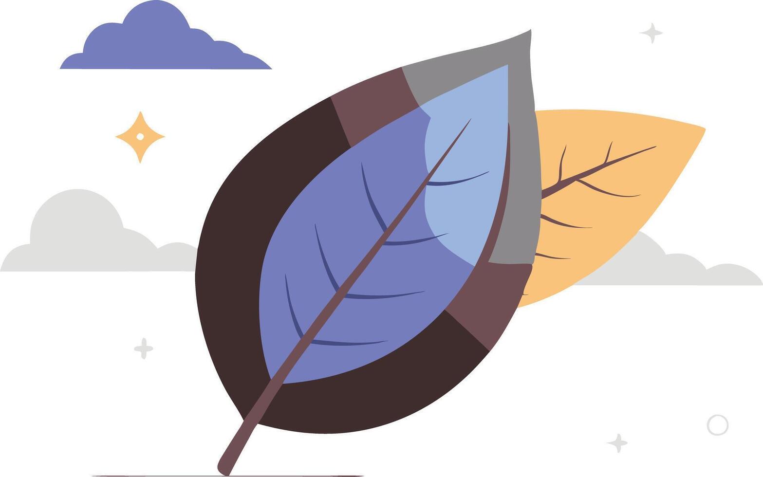 A minimalist illustration of a single leaf with different shades, representing simplicity, nature, and seasonal transition. vector