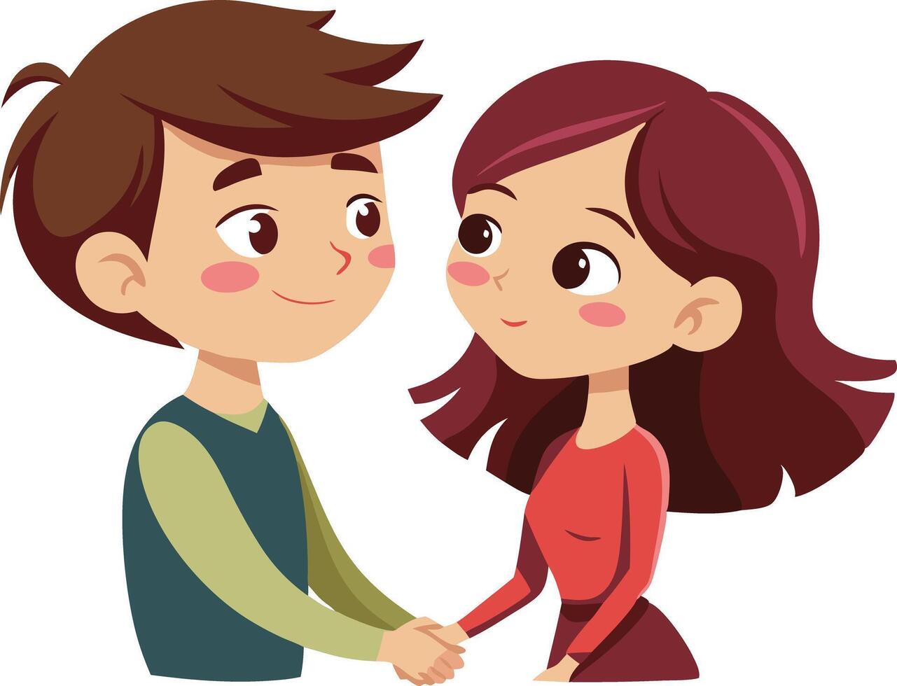 A charming illustration of a young couple holding hands, representing love, romance, and companionship. vector