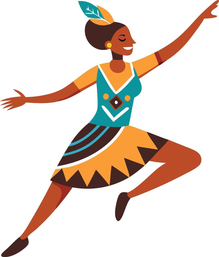 A vibrant illustration of a traditional African dancer in colorful attire, symbolizing culture, celebration, and joy. vector