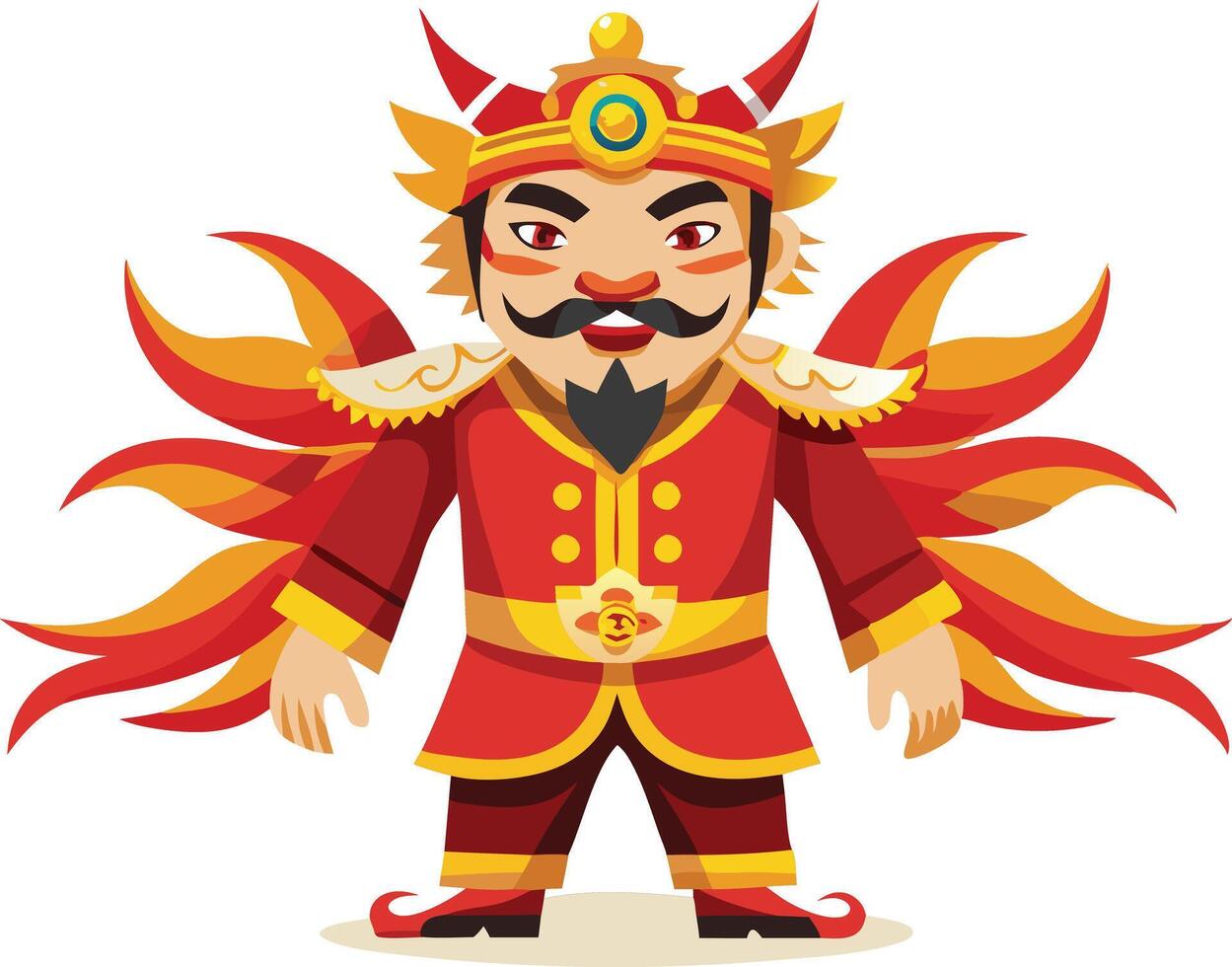 A fun and colorful illustration of a lion character in a traditional costume, representing strength, power, and creativity. vector