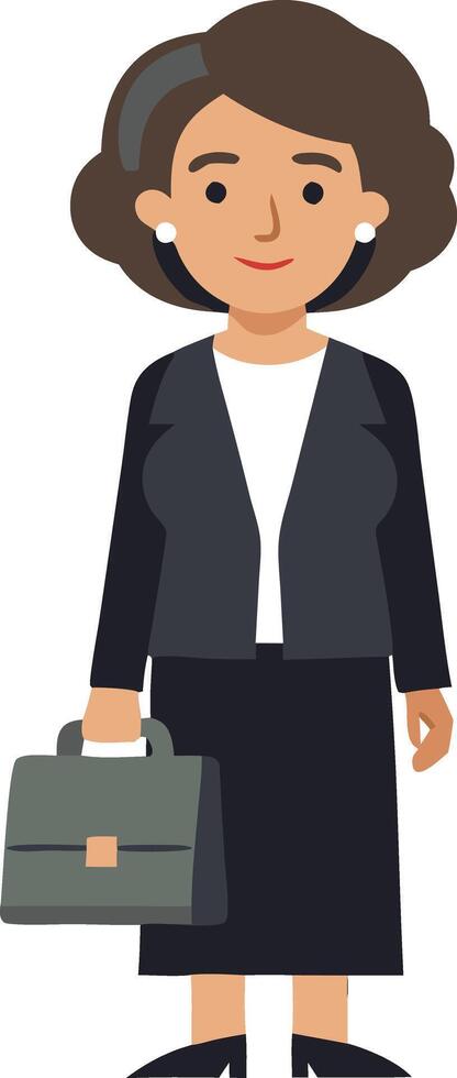 A simple illustration of a businesswoman carrying a briefcase, symbolizing professionalism, work, and corporate life. vector