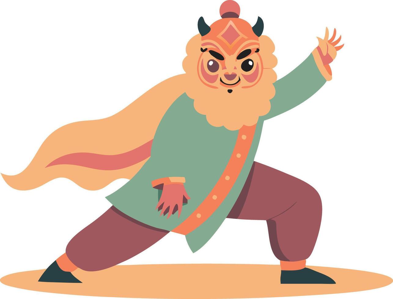 A playful illustration of a character in martial arts stance, symbolizing energy, action, and combat readiness. vector
