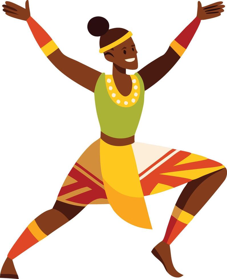 A vibrant illustration of a traditional African dancer in colorful attire, symbolizing culture, joy, and celebration. vector