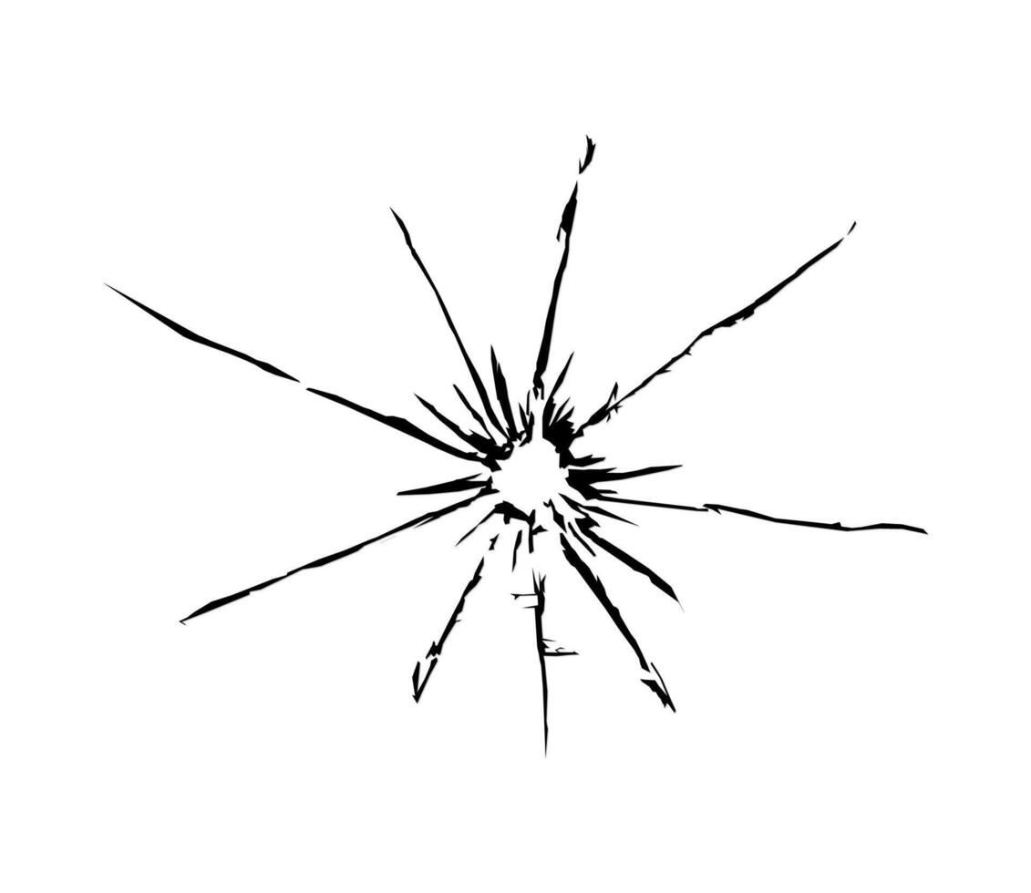 Cracked texture on glass. Broken glass surface on transparent background. vector