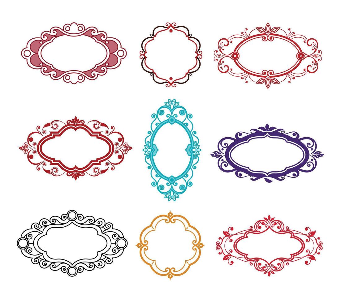 Set of vintage ornate frames vector