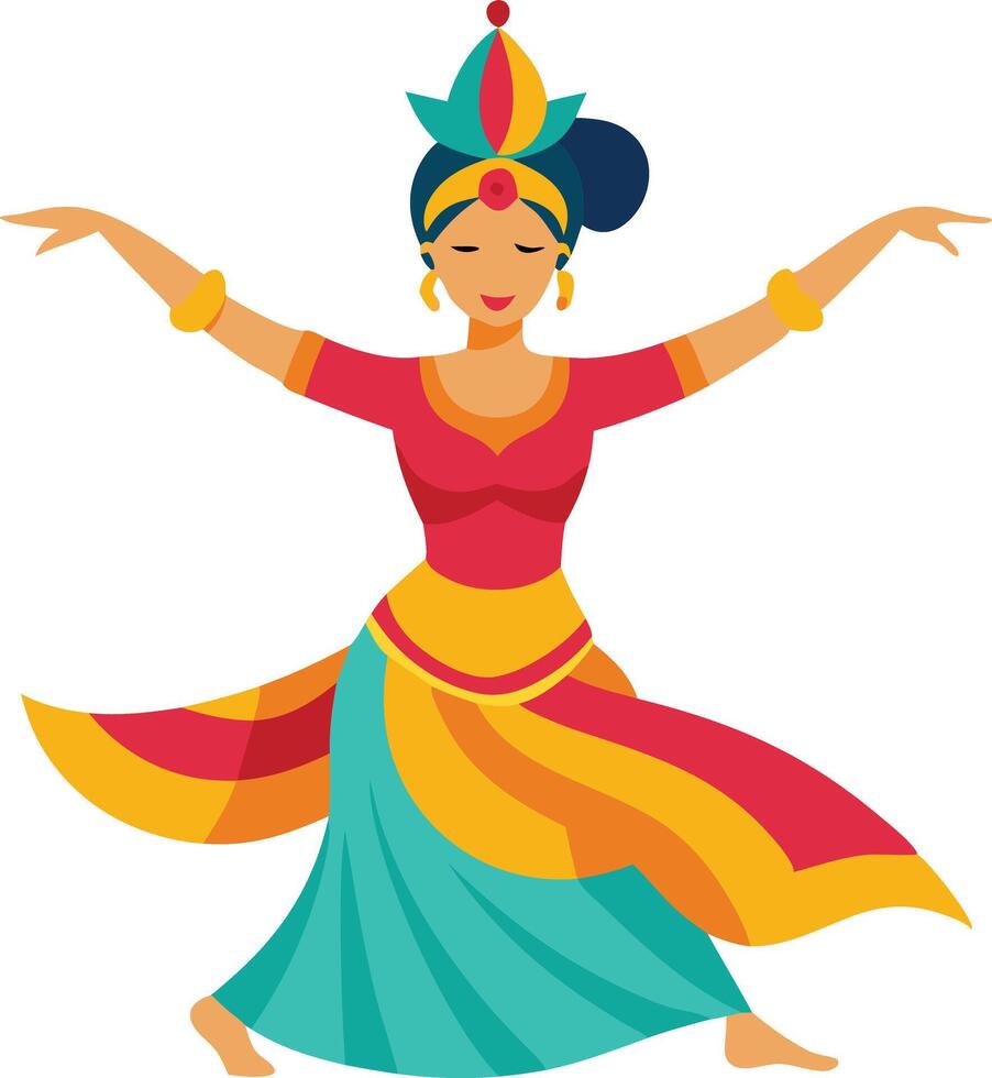 A vibrant illustration of a traditional dancer in colorful attire, symbolizing movement, cultural heritage, and celebration. vector