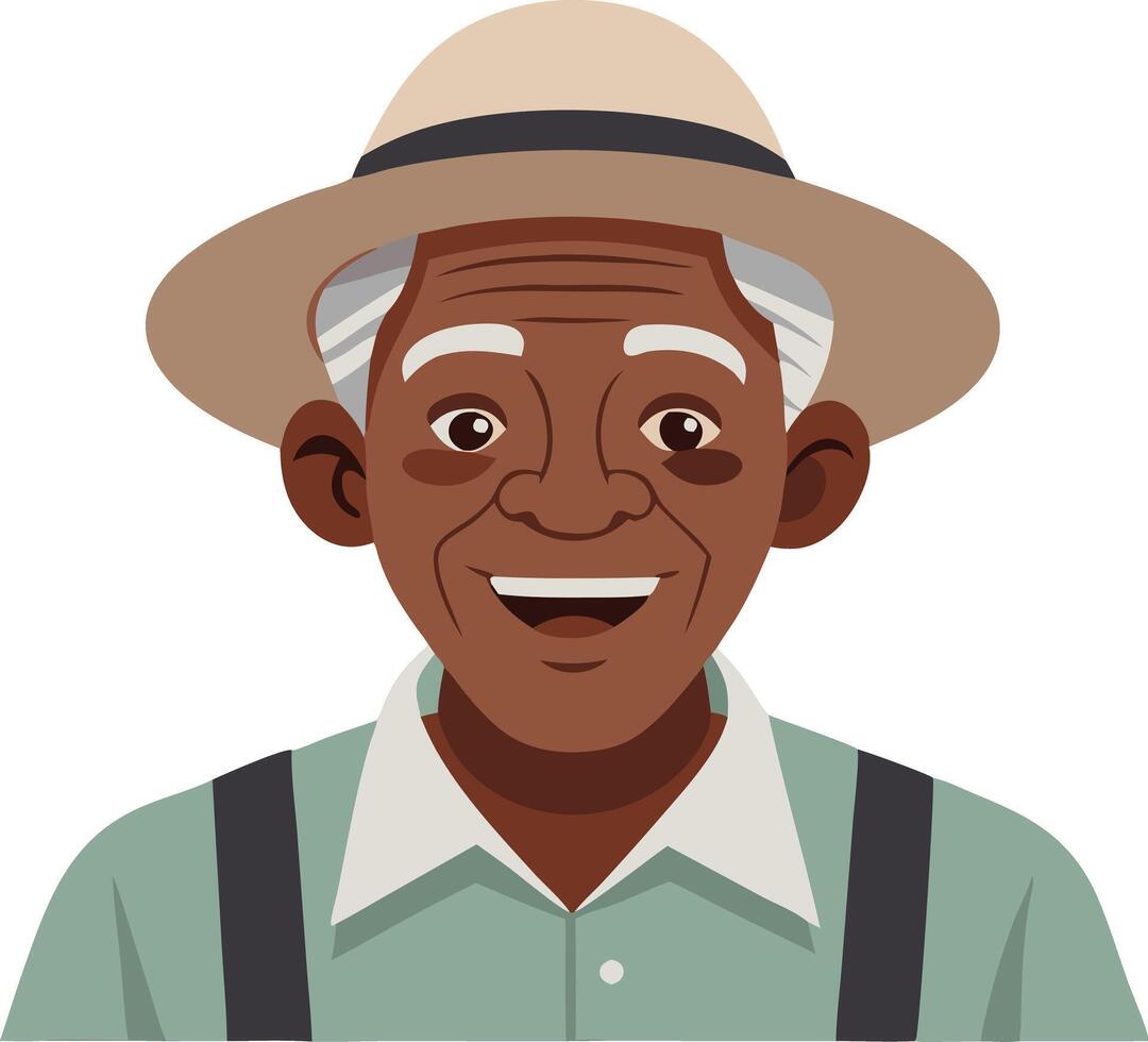 A illustration of an elderly man wearing a hat, symbolizing wisdom, experience, and aging gracefully. vector