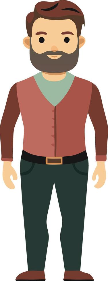 A illustration of a man with a beard, symbolizing modern masculinity and casual fashion. vector