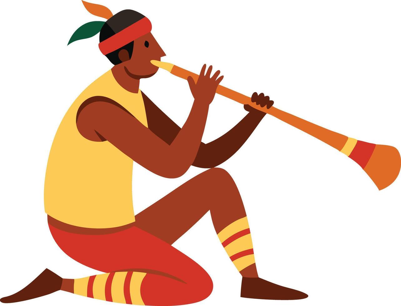 A illustration of a traditional musician playing a horn, symbolizing culture, music, and heritage. vector